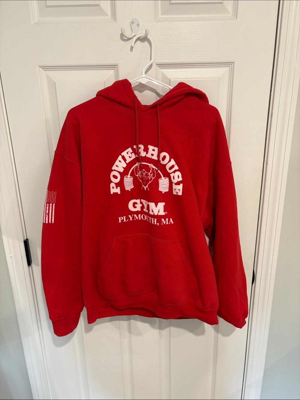Gildan Red Powerhouse Gym Hoodie Sweatshirt